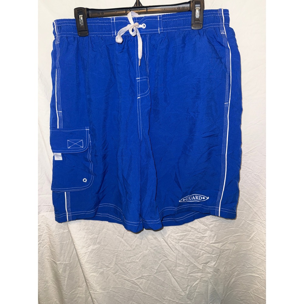 Rise Aquatics Lifeguard Swim Trunks Mens XXXL Blue Cargo Pocket Board Shorts 3XL